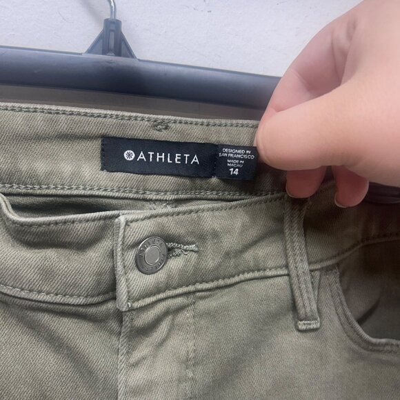 Athleta Olive Green Flex Straight Crop Jean Pant Hiking Outdoor Casual 14 - Picture 3 of 9